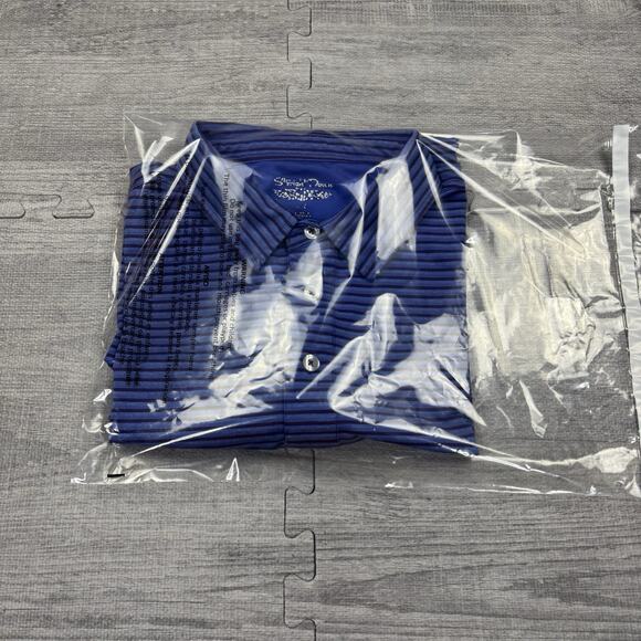 Straight Down Performance Polo Men’s Sz L Querencia Logo Golf Preppy Blue Purple - Picture 9 of 9